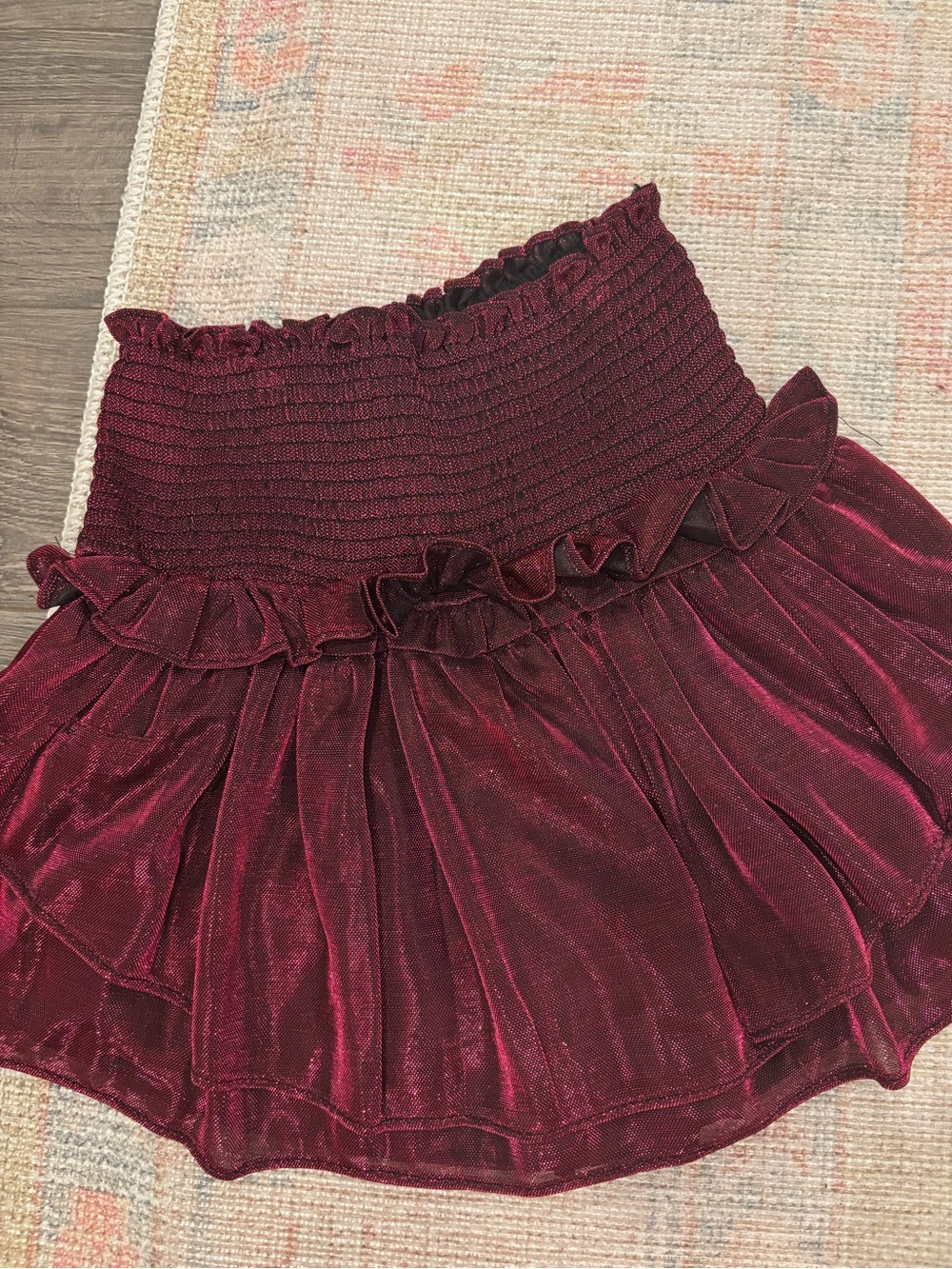 Ruby Red Ruffle Mini Skort